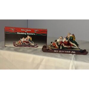 Holiday Collection Sledding Santas It's Snow Much Fun Figurine Christmas Decor